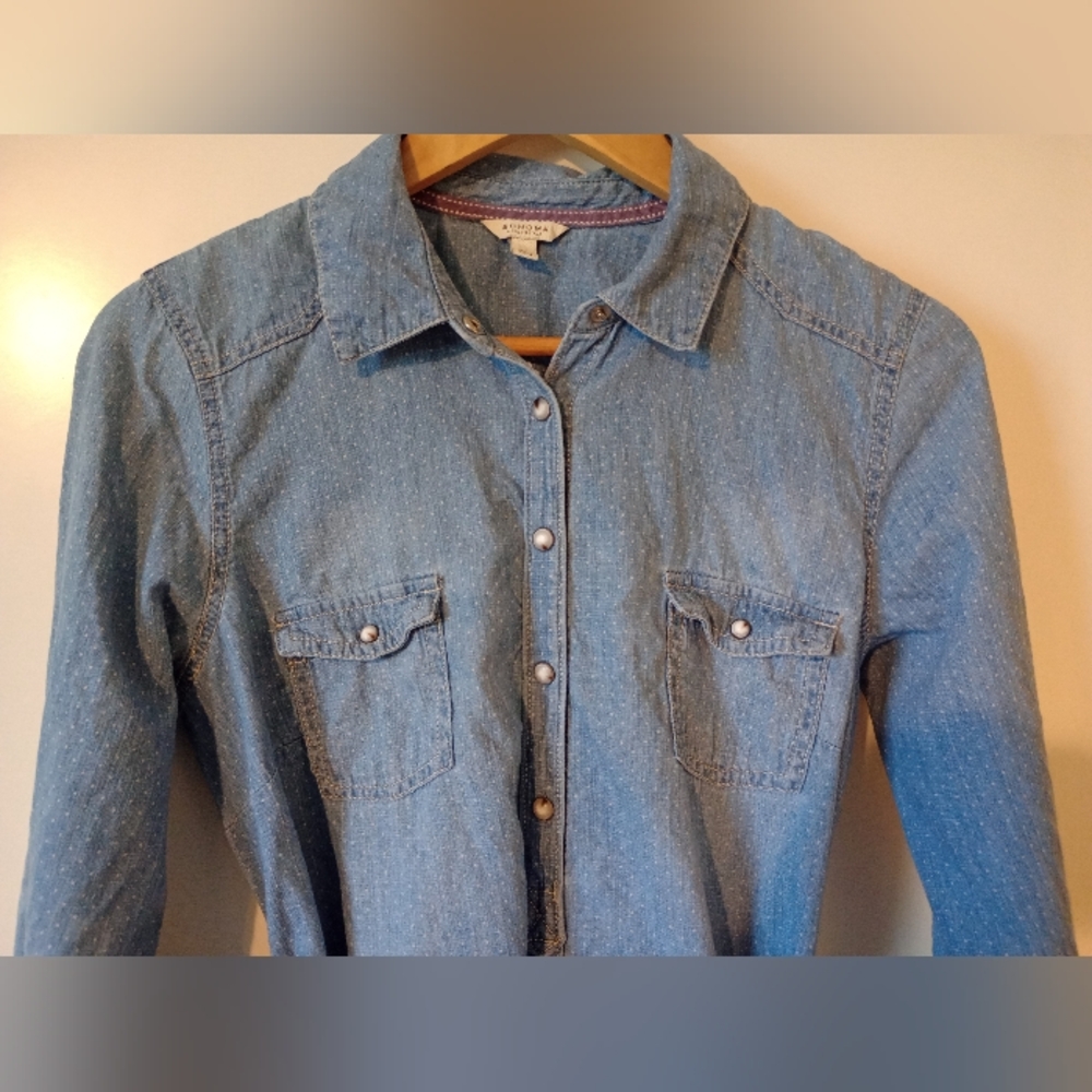 Sonoma Chambray Cotton Shirt Dress with Belt Size Medium - Picture 4 of 15